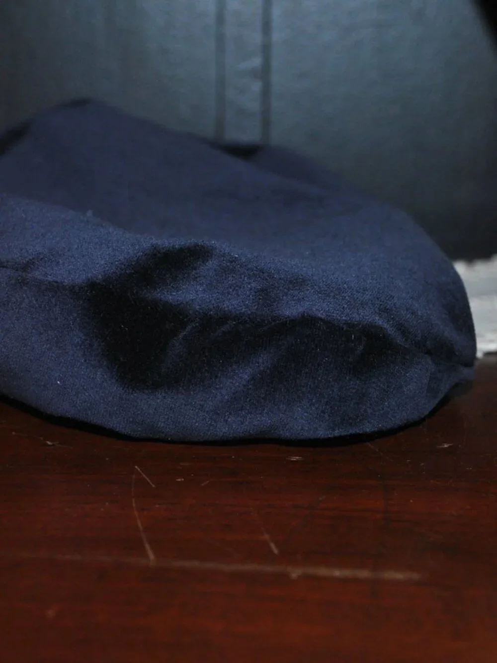 Vintage Girls' Dark Blue Velvet / Velveteen Beret Hat 4T 1990s